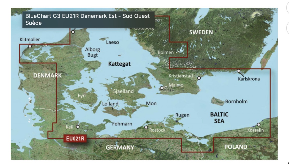 Carte électronique Garmin Danemark – Suède